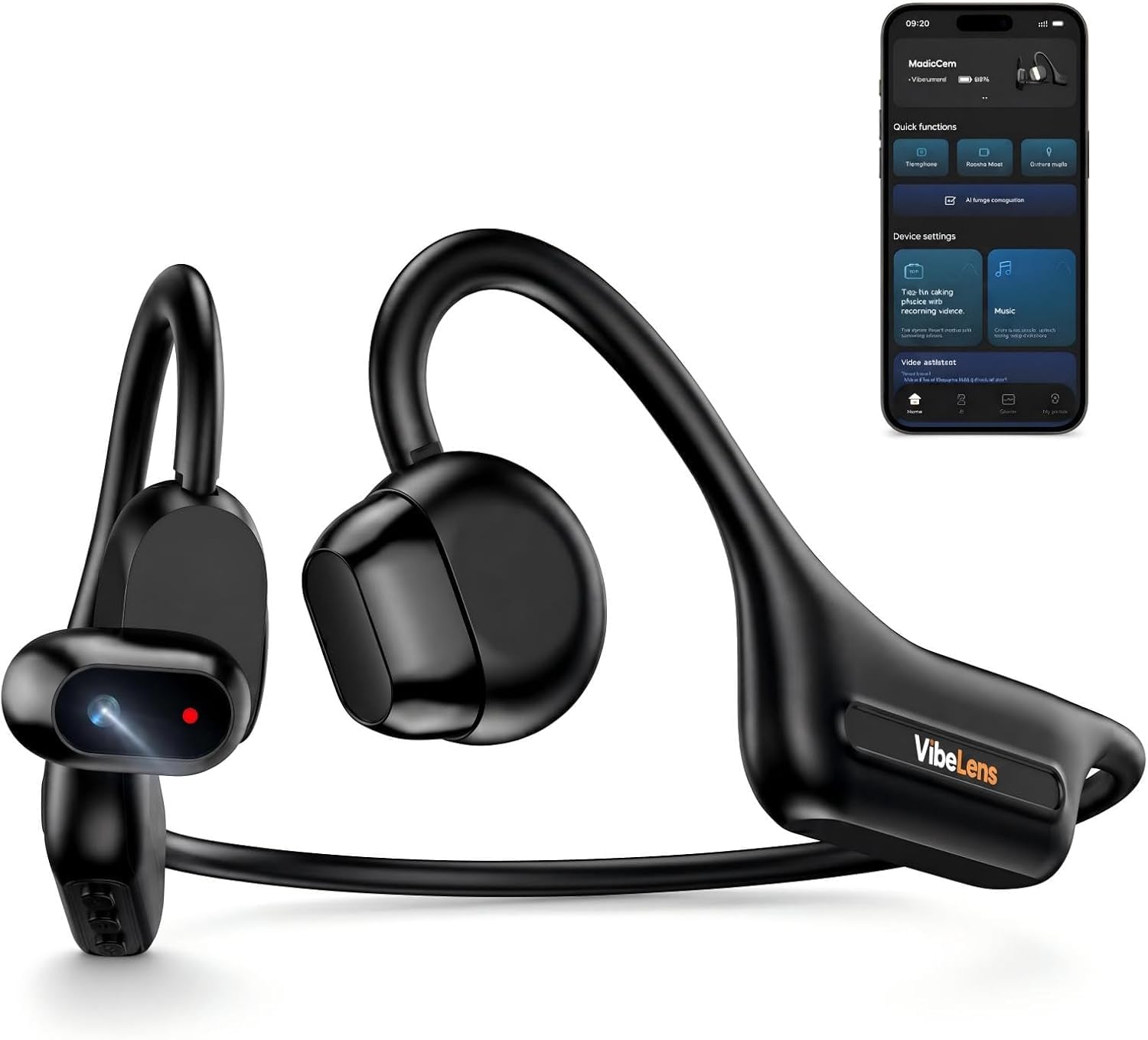 Amazon.com: VibeLens MusicCam Bone Conduction Headphones with